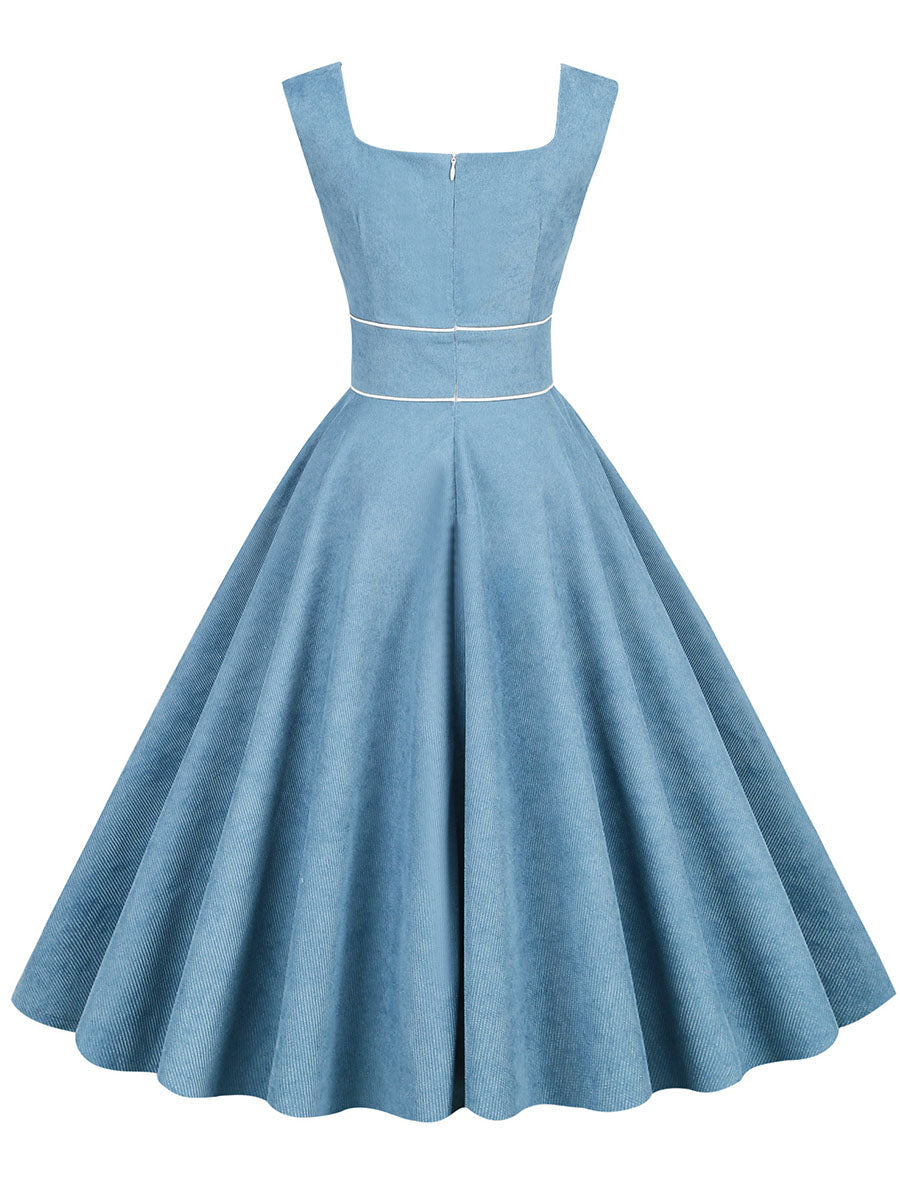 Light Yellow Corduroy Sleeveless 1950S Vinatge Dress