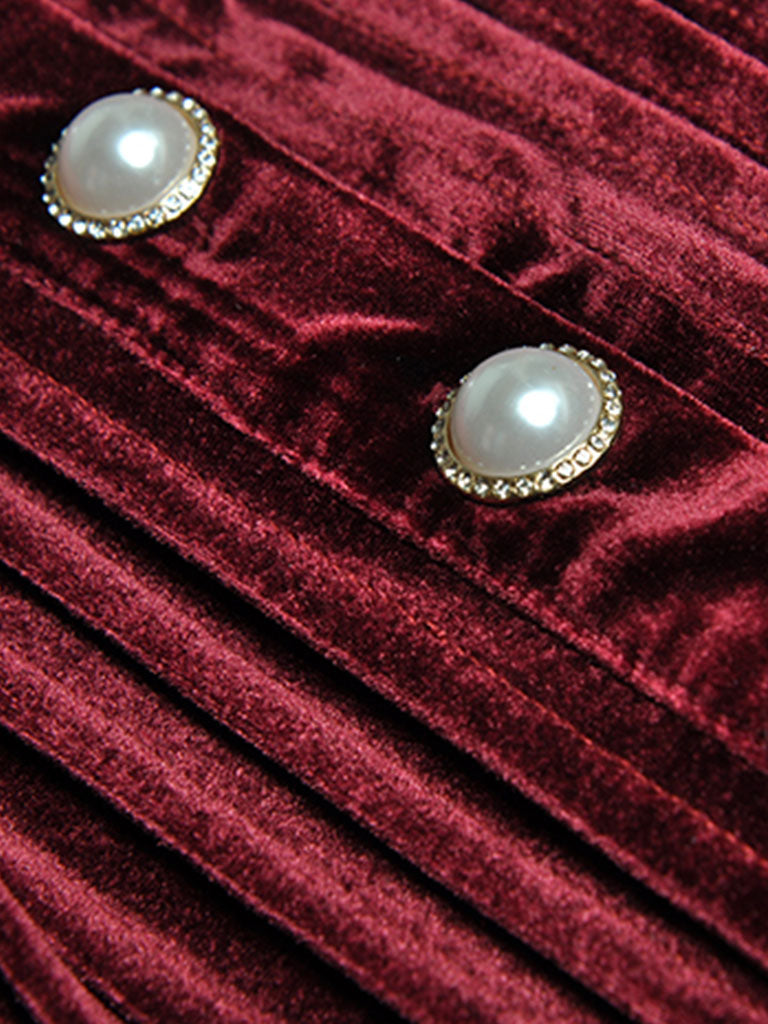 Royal Blue Peter Pan Collar Long Sleeve 1950S Velvet Vintage Dress