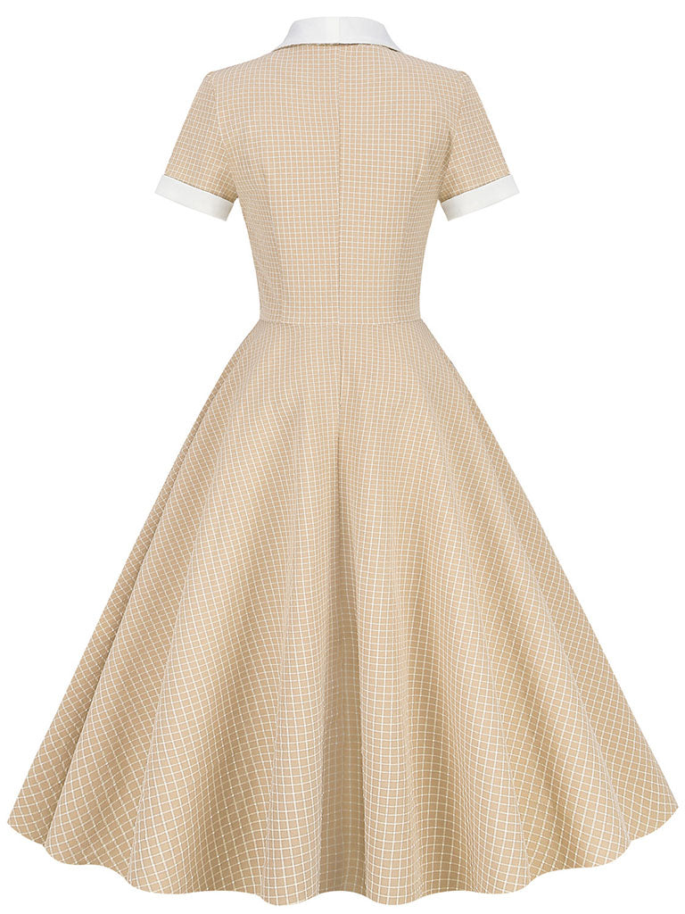 Plaid Tuxedo Collar 1950S Vintage Dress