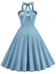 Polka Dots Halter Backless 1950S Vintage Swing Dress