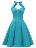 Lake Blue Halter Swing 1950S Vinatge Dress
