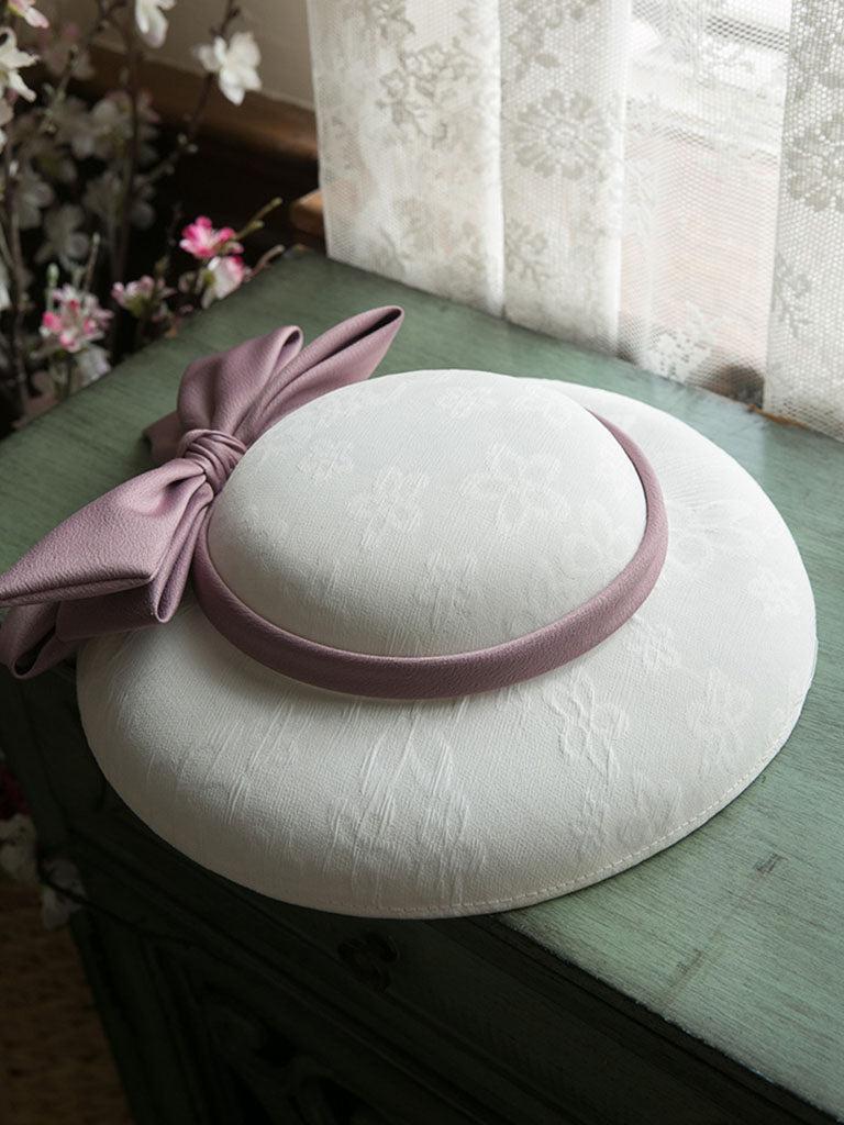 Sweet Bow Satin Vintage Audrey Hepburn Same Style Embroidered 1950S Hat