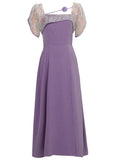 Lavender Flower Split 1950S Vintage Dress
