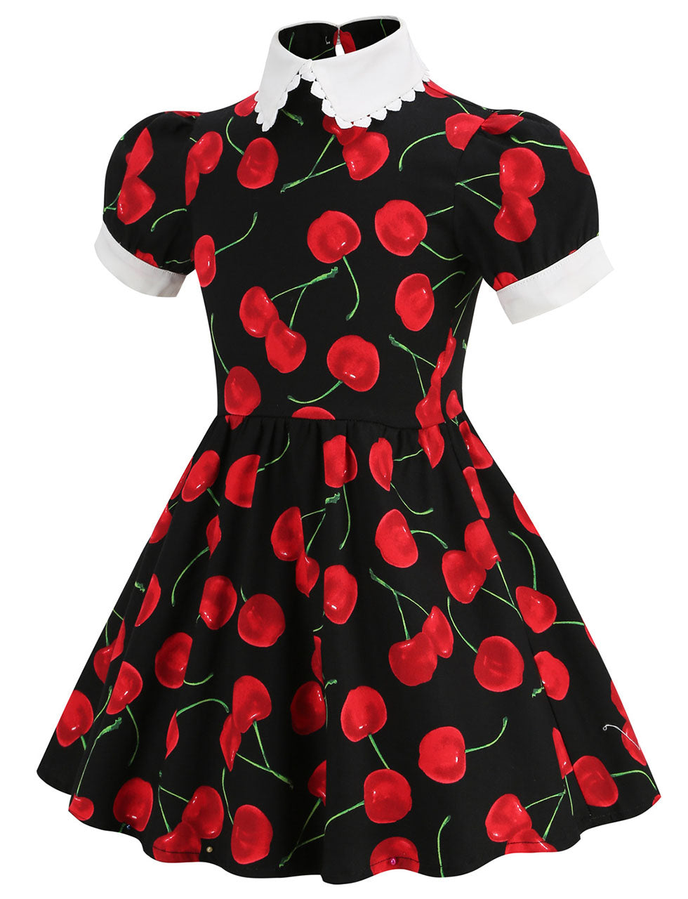 Kids Little Girls' Dress Cherry Peter Pan Collar 1950S Dress
