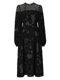 Black Semi Sheer Lace Long Sleeve 1950S Vintage Dress