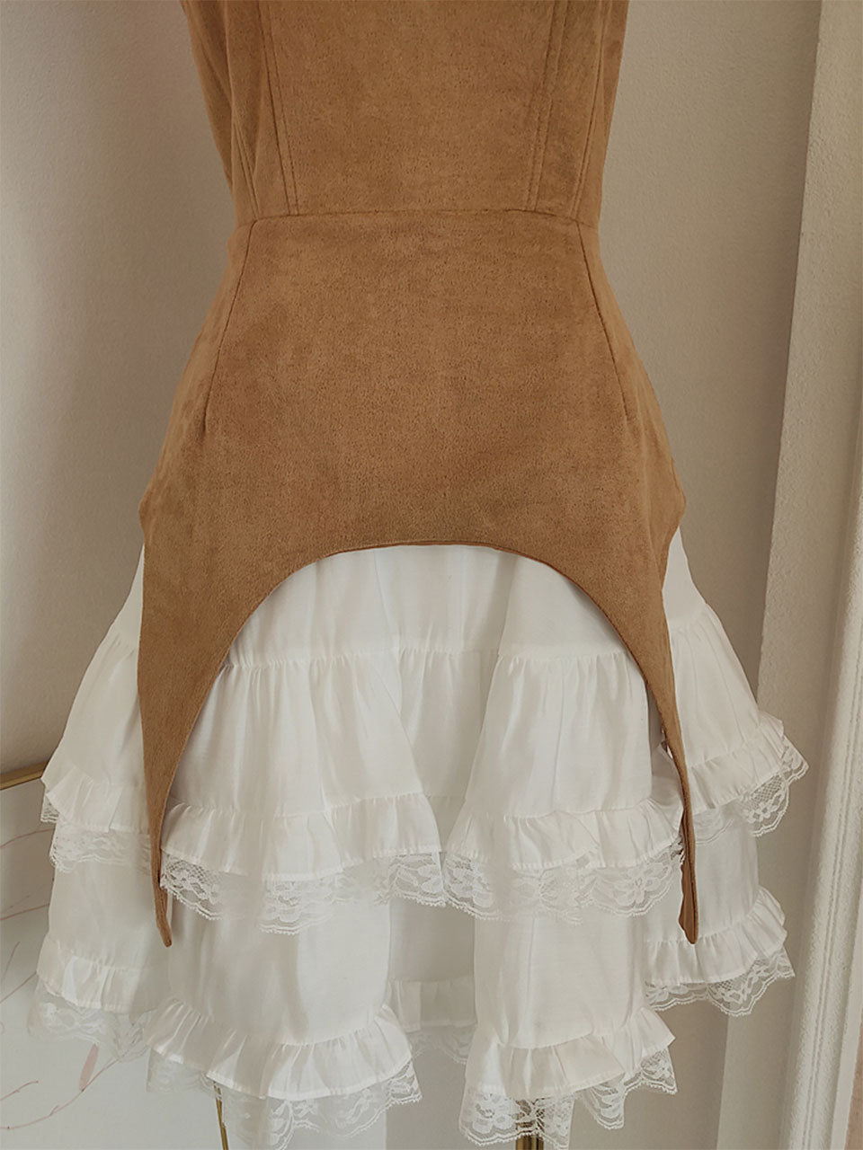 Brown Suede Panel Vintage Mini Dress