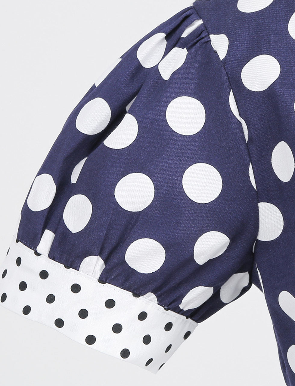 Navy Polka Dots Bowknot Swing Vintage 1950S Dress