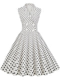 White Polka Dots Sleeveless 1950S Vintage Shirt Swing Dress