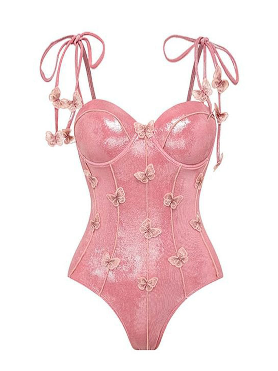 Pink Luminous Fabric One-piece Swimsuit