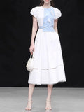 White Tulips Crew Neck 1950S Vintage Dress