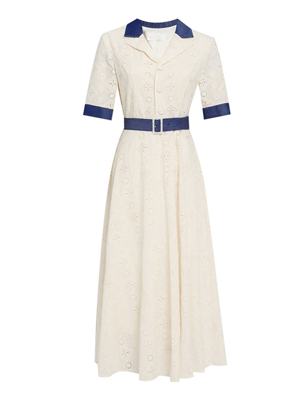1950S Apricot Cotton Embroidery 1950S Vintage Dress