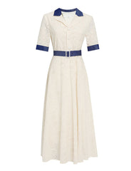 1950S Apricot Cotton Embroidery 1950S Vintage Dress