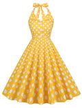 Green And White Polka Dots Pockets Vintage Halter 1950S Dress
