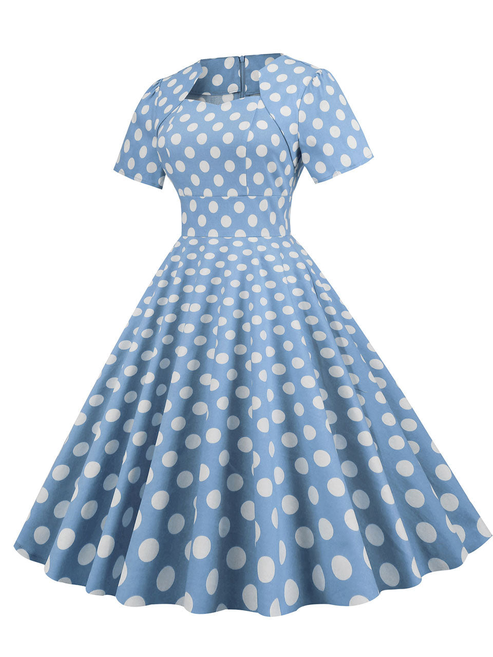 Yellow Polka Dots Sweet Heart Audrey Hepburn Style Cocktail Swing Dress