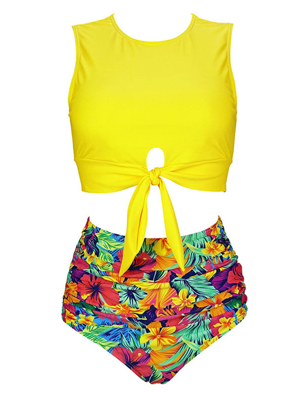 Classical Vintage Style Solid Background Two Pieces Bikini Sets