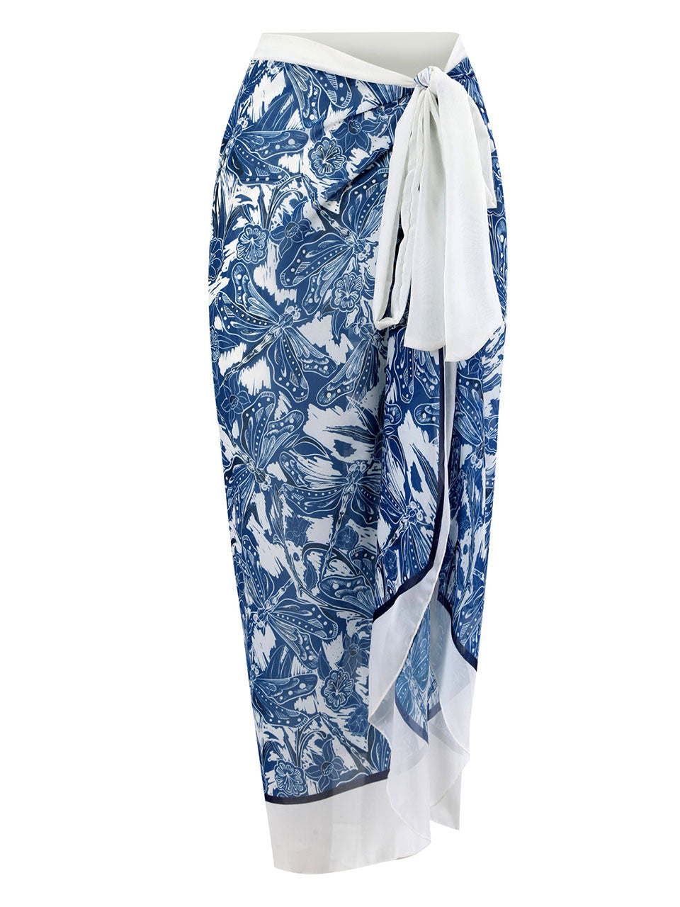 Blue Dragonfly Print V Neck One Piece