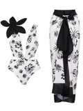 2PS Flower Print V Neck One Piece