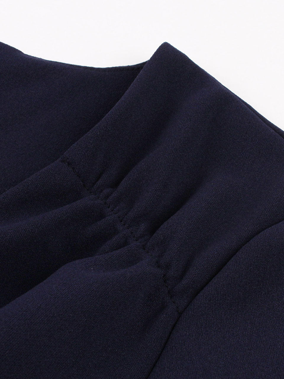 Navy V Neck Short Sleeve 1950S Vintage Dress