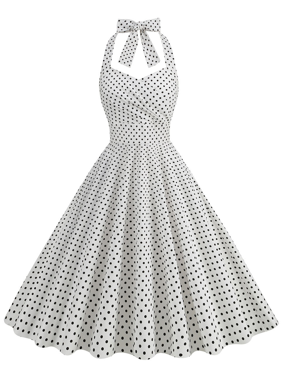 Red Polka Dots Vintage Halter Strap Backless 1950S Vintage Dress