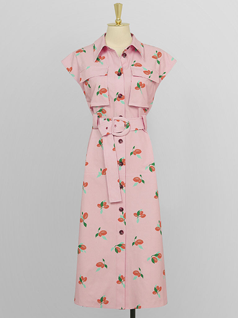 Summer Vintage Styele Fruit Print Shirt 1950S Dress