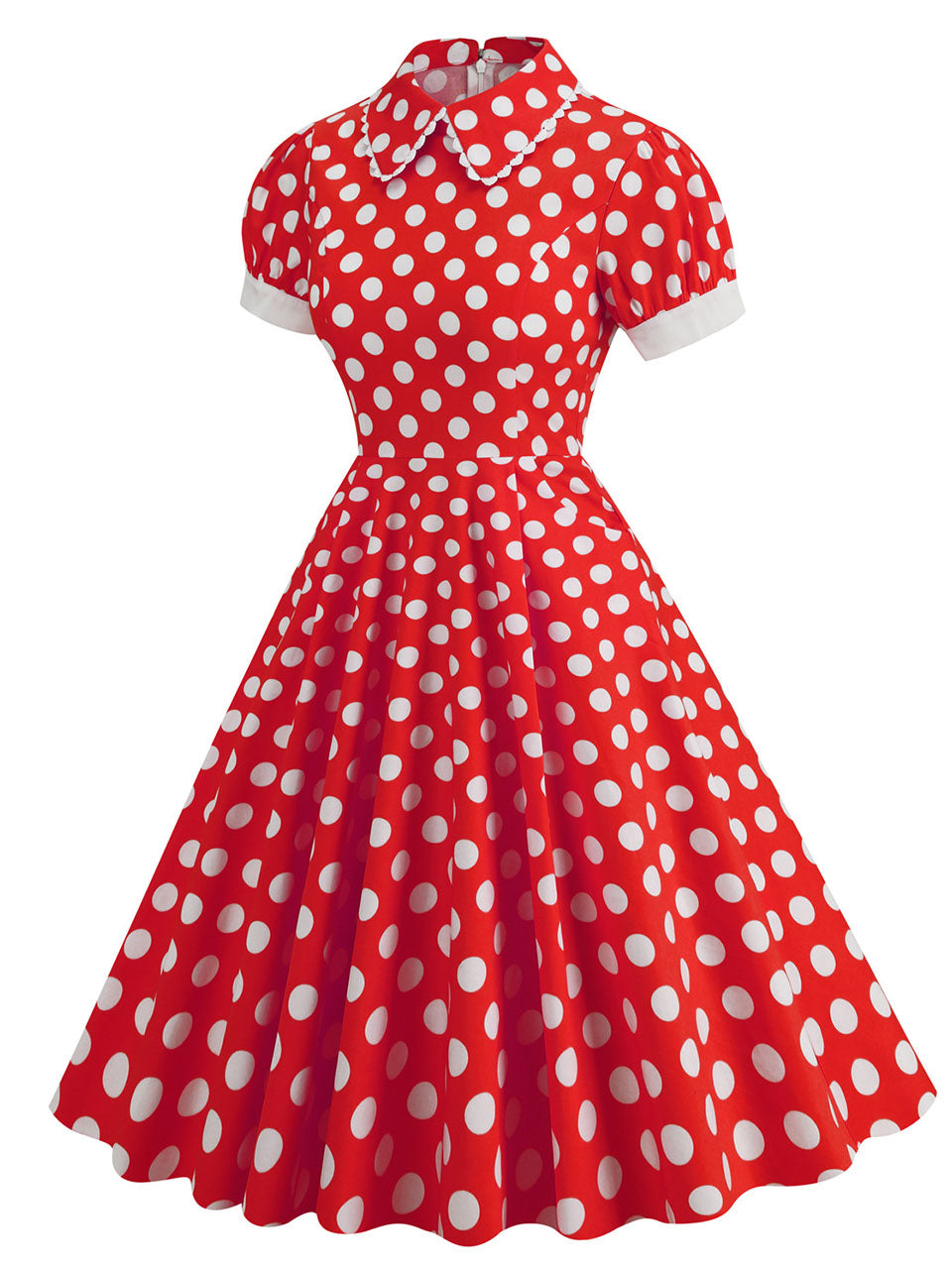 1950s Peter Pan Polka Dot Swing Dress
