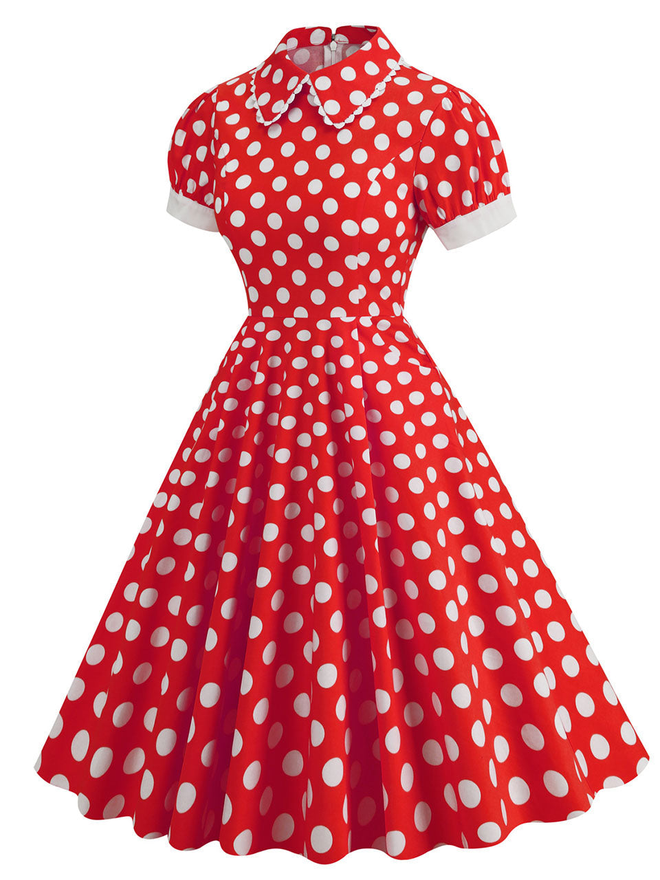 1950s Peter Pan Polka Dot Swing Dress