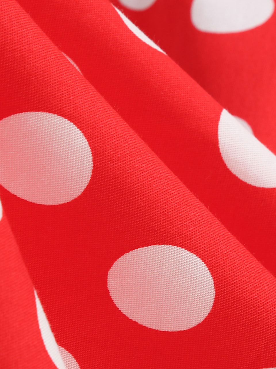 Red Polka Dots Turn Down Collar Short Sleeves 1950S Vintage Shirt Dress