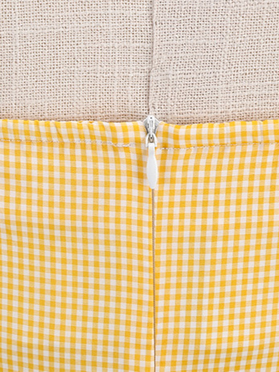 Yellow Plaid Spaghetti Bow Ruffles 1950S Vintage Dress