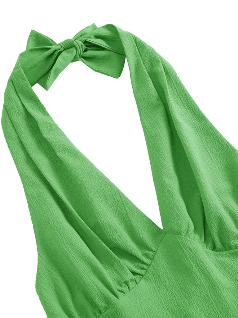 Green Vintage Halter Backless 1950S Vintage Dress