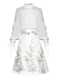 Embroidered Long Sleeve Blouse And Skirt Vintage Set 1950S Dress