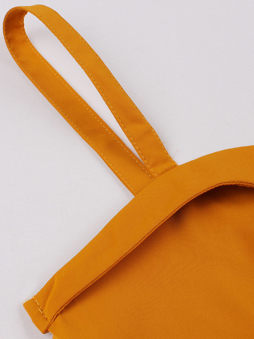 Yellow Spaghetti Strap Short Sleeve Vintage Swing Dress