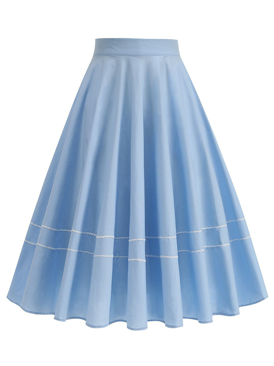 1950S Blue High Waist Pleated Swing Vintage Skirt