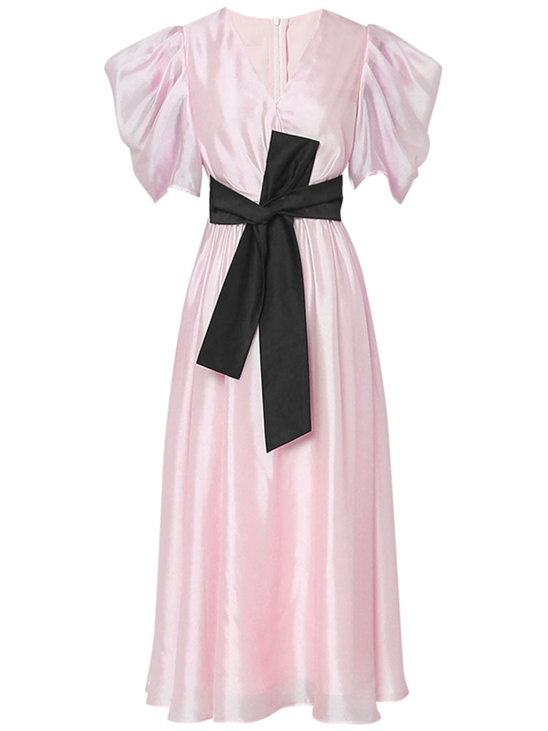 Light Pink V-neck Organza Fairy Dress