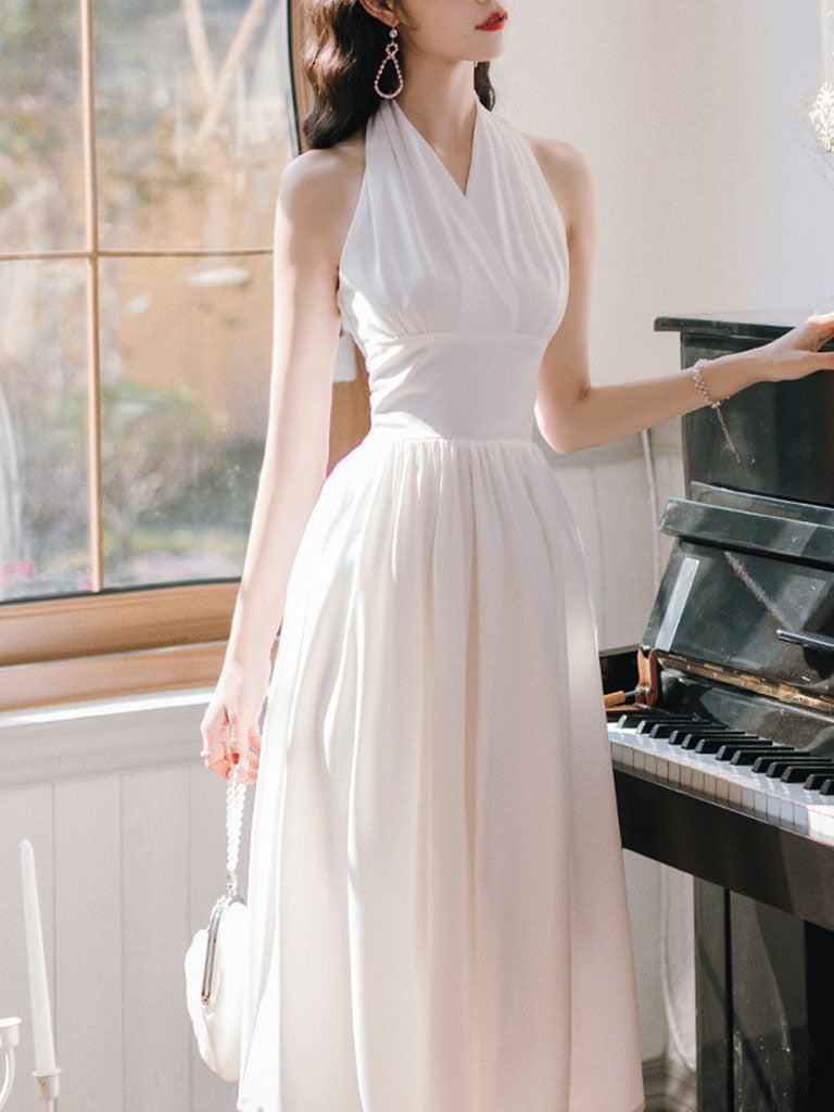 White Halter Marilyn Monroe Same Style 1950S Vintage Dress
