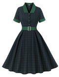 Christmas Green Plaid 1950S Cotton Vintage Dress
