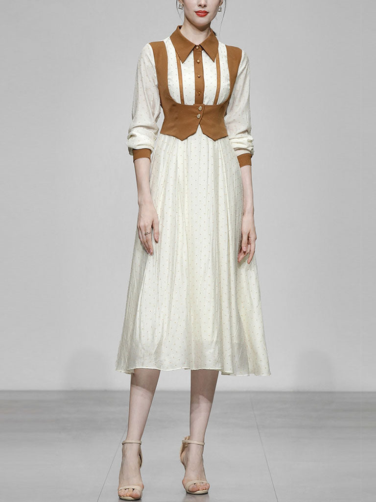 1950S Apricot Polka Dots Fake Two Piece