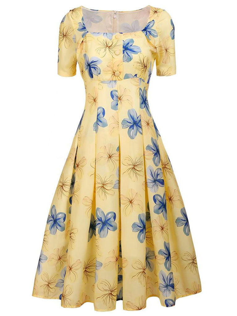 The Marvelous Mrs.Maisel Same Style Yellow Floral Swing 50S Dress