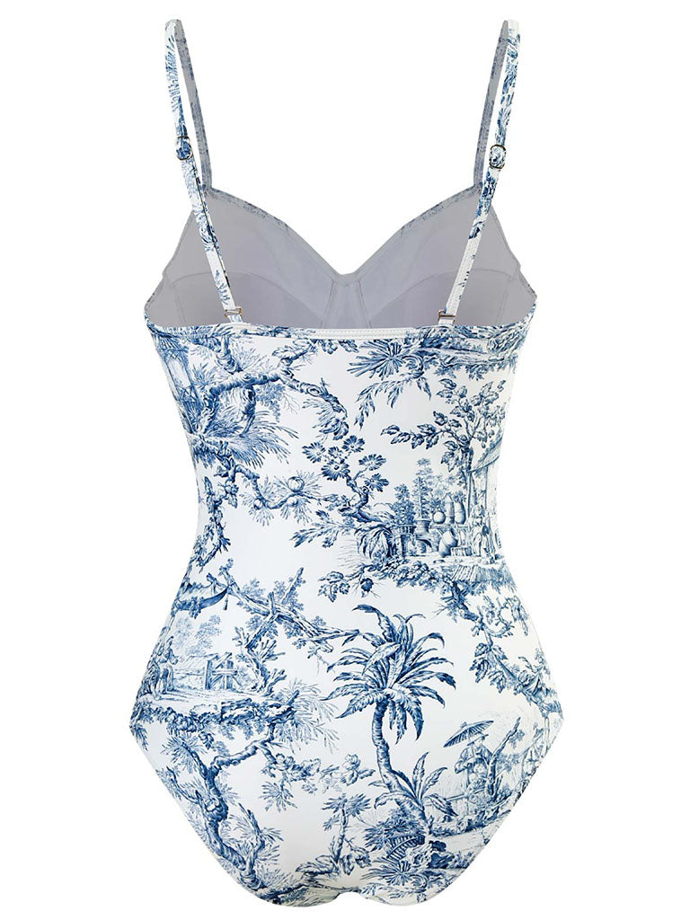 Romantic Floral Print Strap One Piece