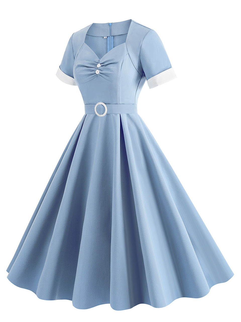 Yellow Sweet Heart 1950s Vintage Shirt Dress for Short Sleeve Audrey Hepburn Style Cocktail Swing Dress