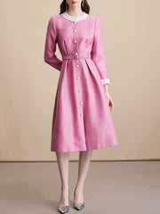 Pink Sequins Long Sleeve Classic 1950S Vintage Dress Coat