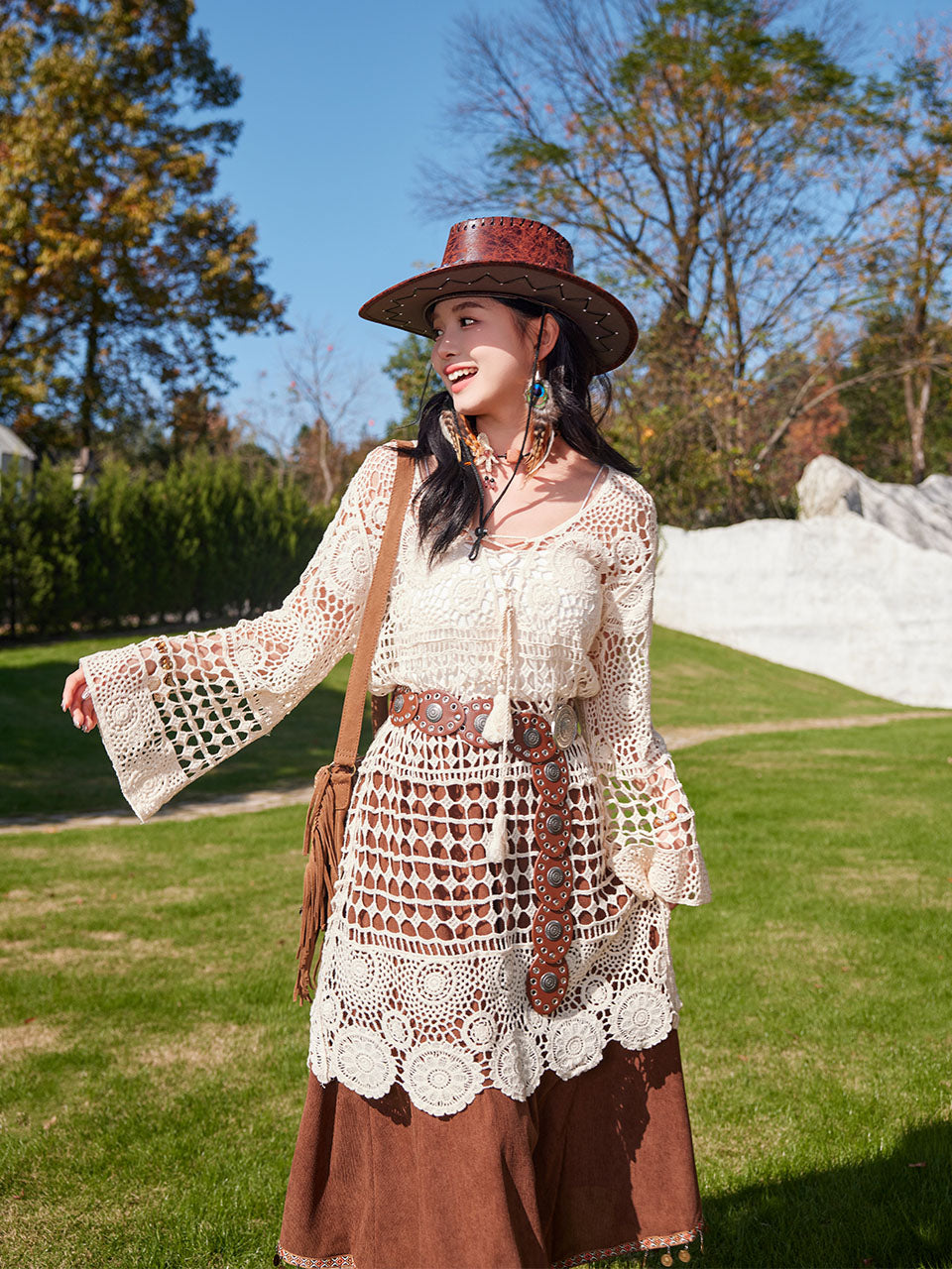 Hollow Crochet Tassel Top
