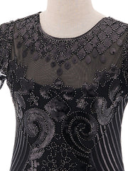 1920S Short Sleeve Fringed Sequin Gatsby Flapper Dress