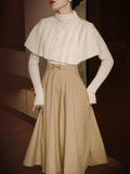 3PS White Knitted Sweater And Cape