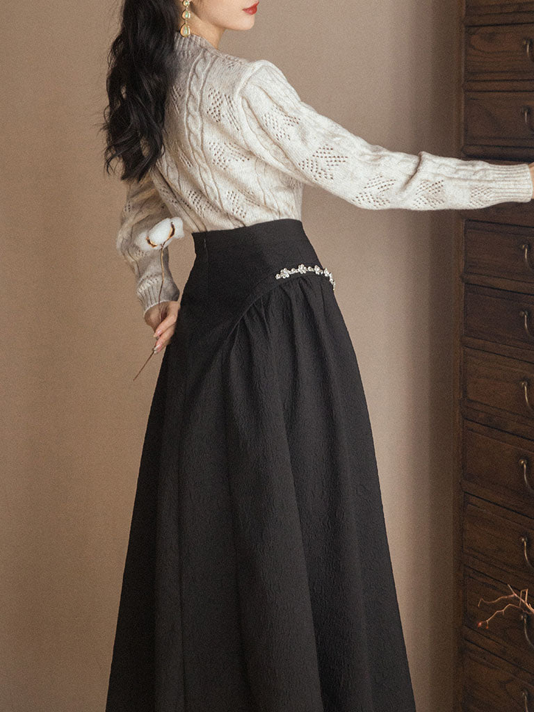 2PS Bowknot Sweater And Pleats