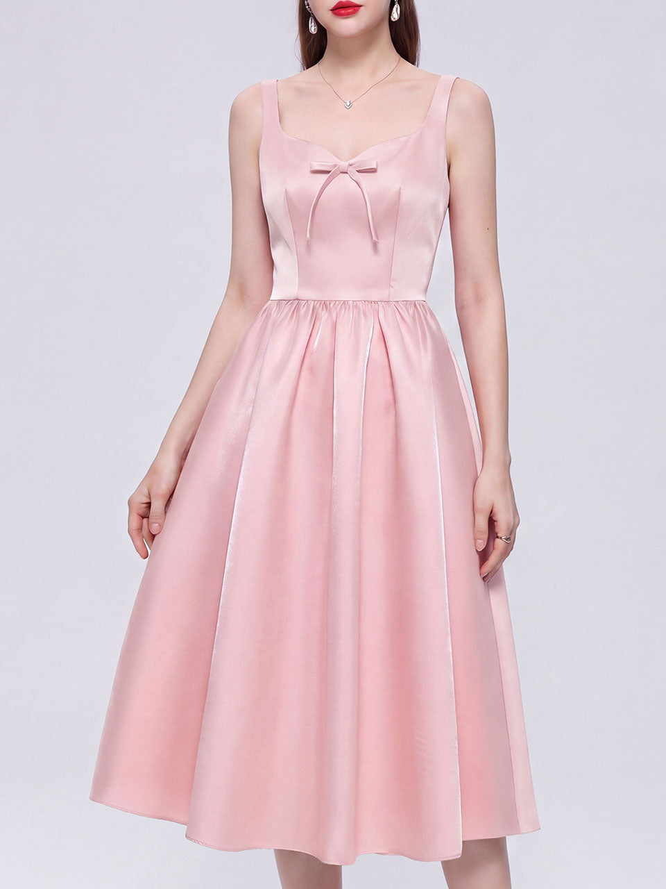 Vintage 1950s Red Satin Swing Dress