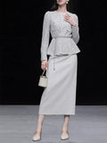 2PS Grey Long Sleeve Coat