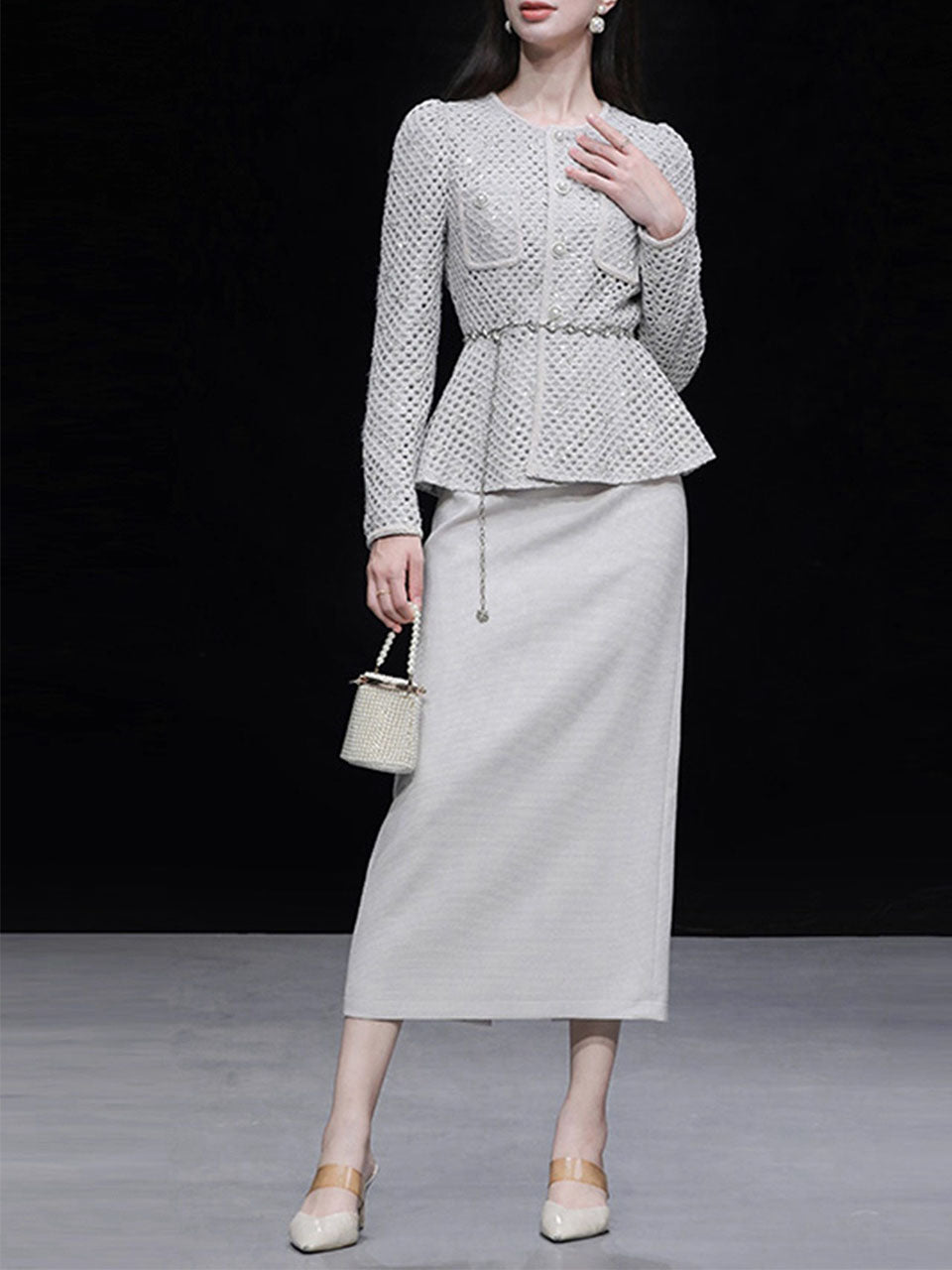 2PS Grey Long Sleeve Coat