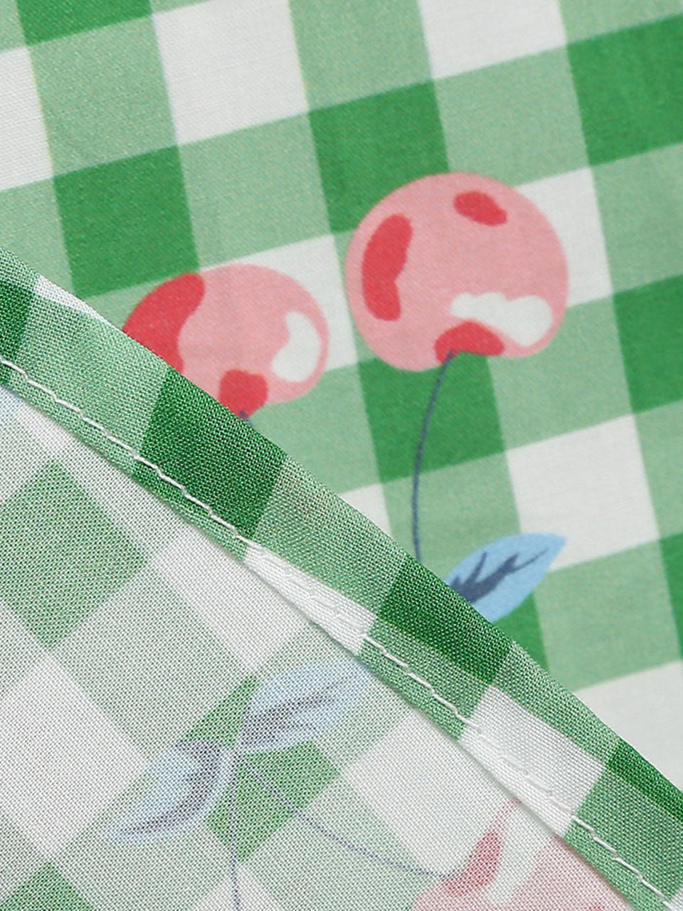 Kids Little Girls' Dress Green Cherry Plaid 1950S Vintage Dress