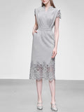 Grey Lace 1950S Vintage Sweatshirt Dress