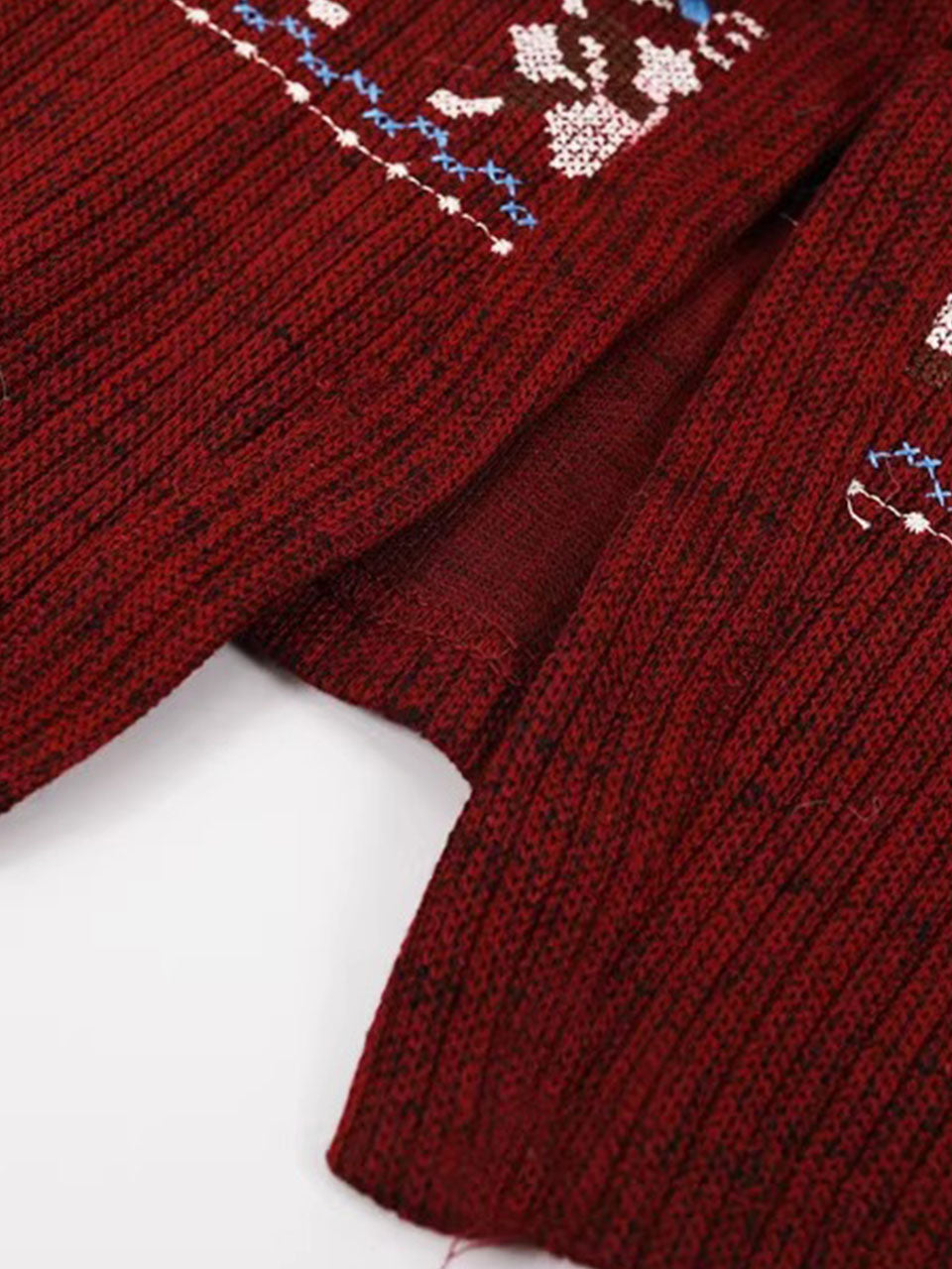 2PS Burgundy Fair Isle Knit Cape